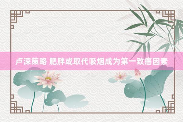 卢深策略 肥胖或取代吸烟成为第一致癌因素