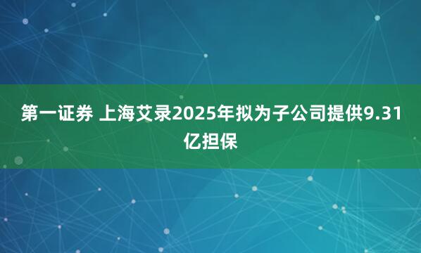 第一证券 上海艾录2025年拟为子公司提供9.31亿担保